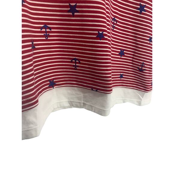 NWT Karen Scott Red Striped Blue Star Anchor Tiered Blouse Women's Size PXL - Picture 5 of 8